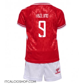 Danimarca Rasmus Hojlund #9 Prima Maglia Bambino Europei 2024 Manica Corta (+ Pantaloni corti)